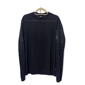 Versace Y2K Micro Mesh Shirt Mens M Black Long Sleeve Medusa Head Logo